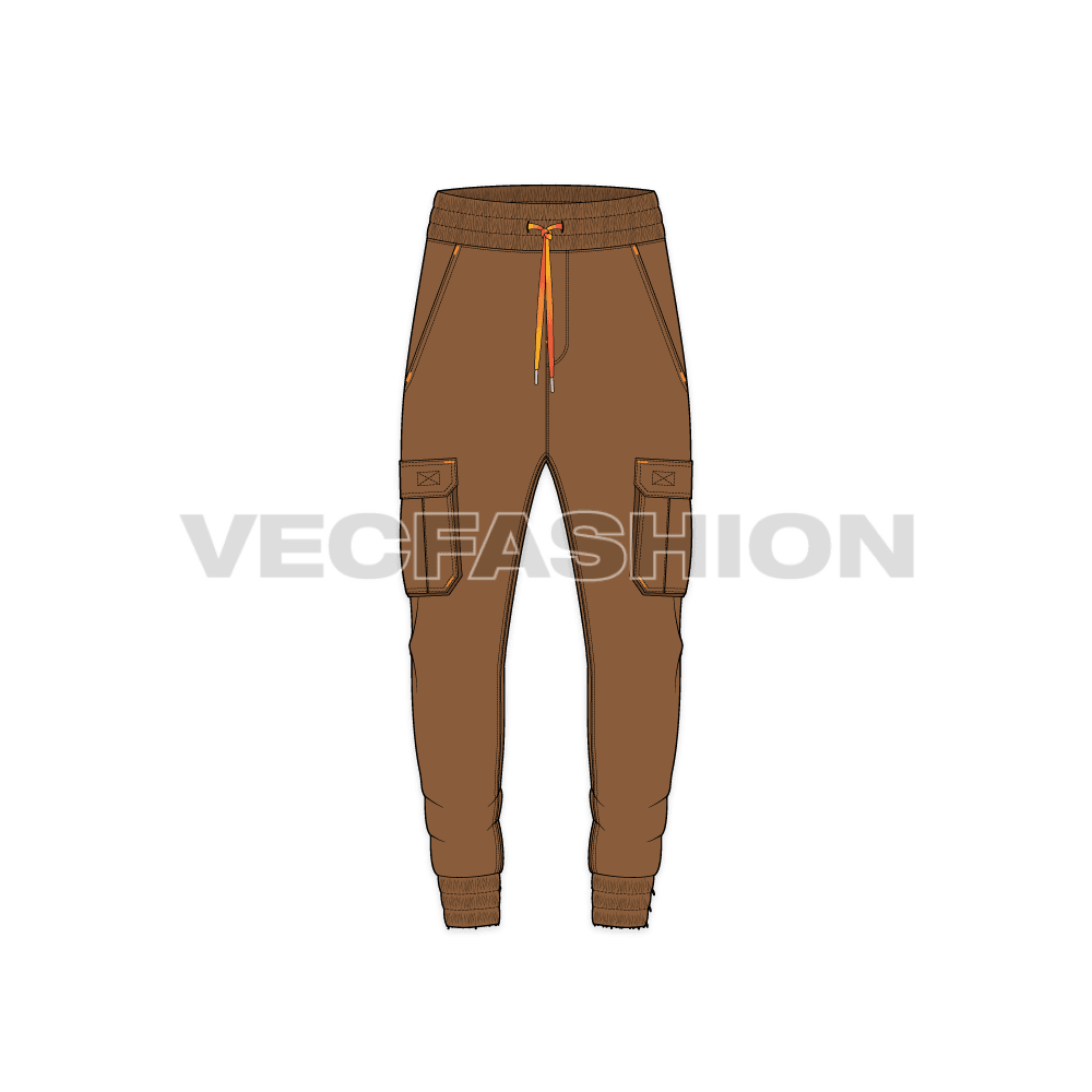 Download Online Mens Lose Fit Cargo Joggers Vector Template - VecFashion